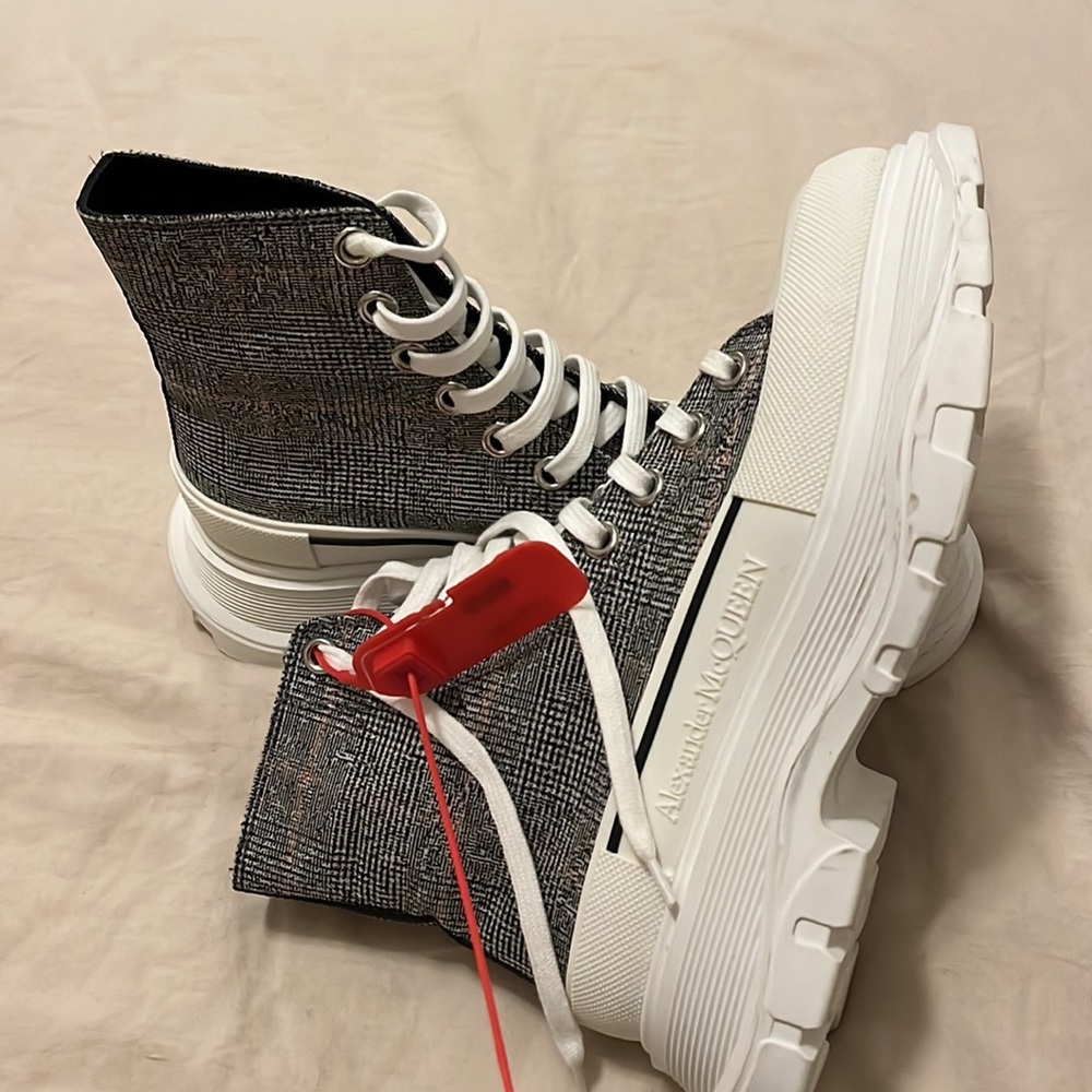 Tread Slick check print sneakers from Alexander McQueen